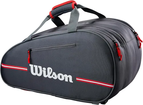 Vista 2 de WILSON Team Padel Bag - Capacidad para hasta 4 palas de pádel, negro/rojo
