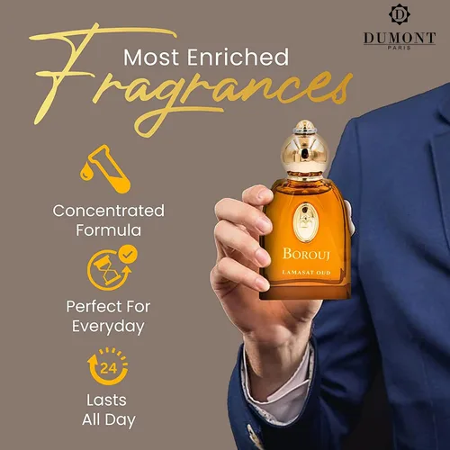 Vista 7 de Dumont BOROUJ LAMASAT OUD - Tamaño de viaje de 2.9 fl oz - Perfume unisex de inspiración árabe para hombres y mujeres - Fragancia almizclada