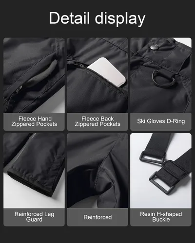 Vista 6 de CREATMO US Pantalones de nieve para mujer, baberos de esquí, impermeables, aislados, invierno y snowboard