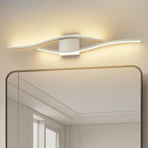 Vista 13 de Joossnwell Accesorios de iluminación de tocador de baño de níquel cepillado sobre espejo 5CCT lámpara de baño ajustable lámpara de tocador moderna