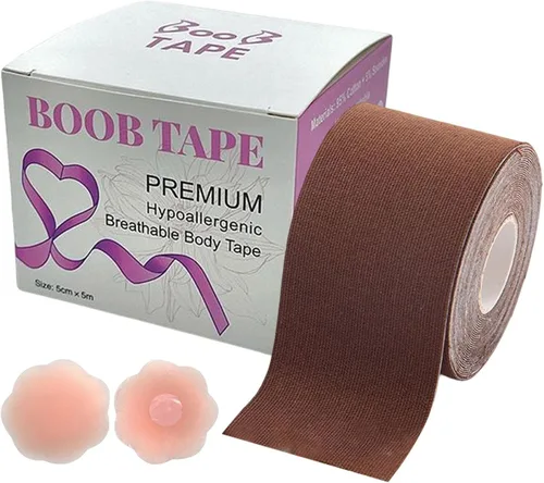 Vista 5 de Xuyuan Boobytape for Breast Lift,Elastic and Silicone Backless Nipple Cover Set - Breathable Boobytape for Breast Lift, Bra Tape Lift for Large