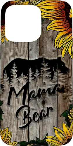 Vista 28 de Funda de regalo para el día de la madre con diseño de girasol de madera rústica para iPhone 16 Mama Bear