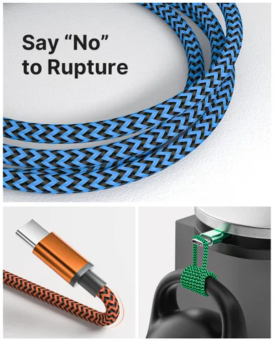 Vista 2 de Aioneus Cable USB A a USB C, paquete de 3 unidades de 3 pies, cable de carga USB C trenzado duradero de carga rápida, cable de carga tipo C