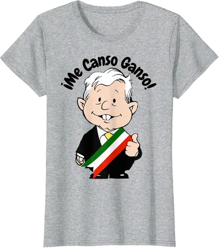 Vista 31 de AMLO Amlito Me Canso Ganso - Camiseta con diseño de dibujos animados mexicanos Gris Oscuro