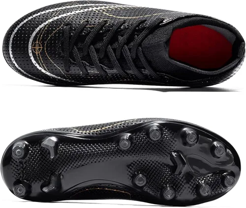 Vista 3 de Tacos de fútbol para niños y niñas, zapatos de entrenamiento de fútbol para exteriores e interiores, zapatos de césped atlético