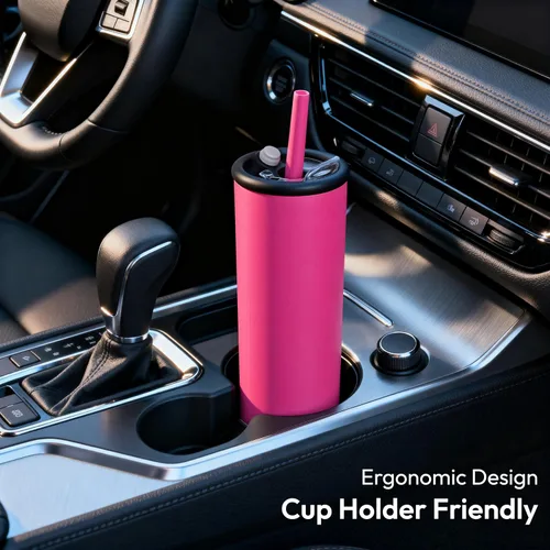 Vista 7 de Vaso de caramelo, botella de agua aislada de acero inoxidable de 25 onzas, tapa 2 en 1 con popote flexible, sin BPA, apto para vasos, apto