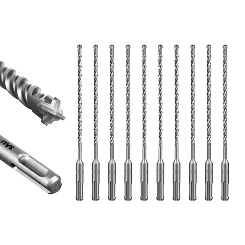 Vista 11 de SALI 10 brocas de martillo giratorio SDS Plus de 1/2 x 6 pulgadas, kit de broca para hormigón, material de carburo de doble rosca de tipo cruzado