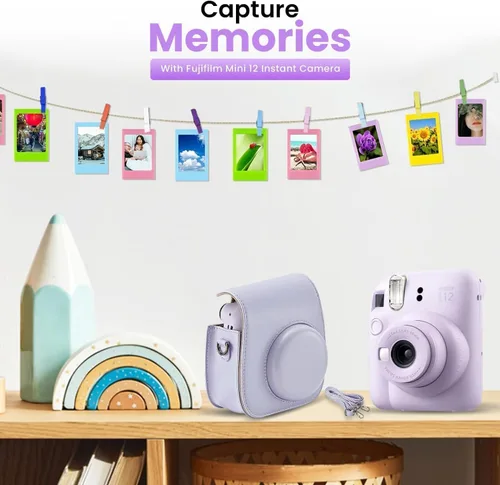 Vista 7 de Fujifilm INSTAX MINI 12 Blue Bundle 2025 (2 paquetes individuales (20 hojas), morado lila