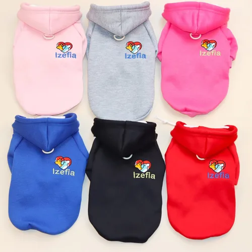 Vista 4 de Izefia Sudadera con capucha para perro - Suéter de invierno de forro polar para perros pequeños, gatos - Negro - XS