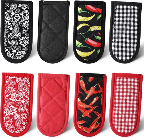 Vista 9 de Geiserailie 8 piezas de funda de hierro fundido para mango de sartén resistente al calor, soportes antideslizantes para ollas, asas lavables a