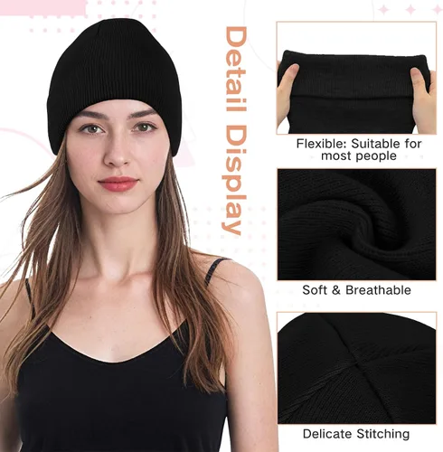 Vista 65 de American Trends Gorro para hombre y mujer, gorro de punto suave y lindo con diseño de calavera