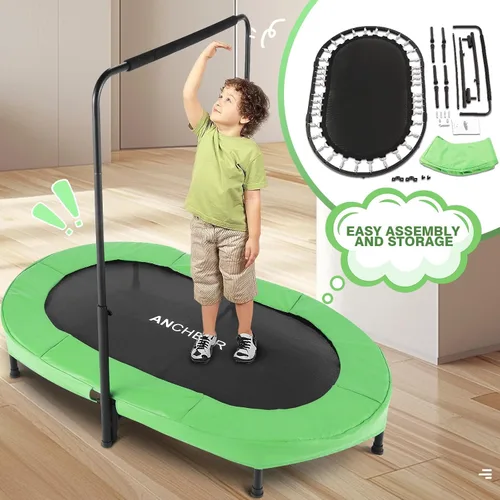 Vista 3 de ANCHEER Trampoline for Kids, Toddler Trampoline Indoor Sports and Outdoor Games 56" Kids Rebounder 220LBS Capacity with Adjustable Safety Handrail