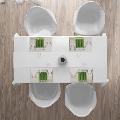 Vista 7 de Rectangular Placemats Set of 4, Heat Resistant Cucumber Printed Kitchen Dining Table Mats