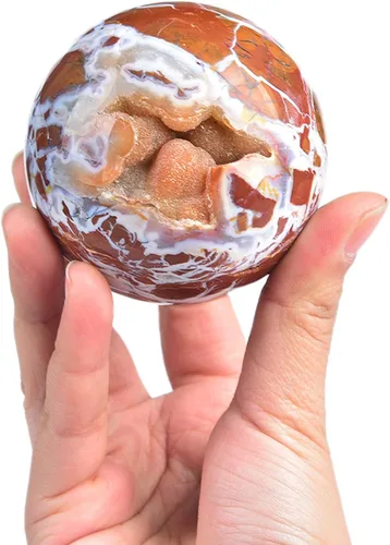 Vista 91 de JIC Gem Piedra Natural de Jaspe Africano Cristal de Curación Esfera Adivinación Bola de Piedra Preciosa, Feng Shui Reiki Aura Decoración
