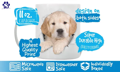 Vista 3 de Golden Retriever - Taza de café divertida de cerámica, regalo perfecto para amantes de los perros, taza de café Golden Retriever, gran cumpleaños