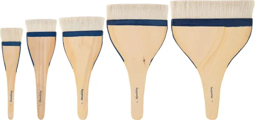 Vista 12 de Creative Mark Mandalay - Cepillo profesional de merluza para cabello de cabra – Pincel de pintura de 1 pulgada de ancho con mango de paleta