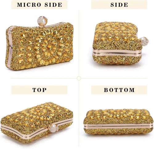 Vista 3 de SUKUTU Bolso de noche con diamantes de imitación para mujer, multicolor, con cristales deslumbrantes, para fiesta, novia, boda, cóctel, bolso