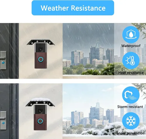 Vista 3 de Cubierta de acero inoxidable para timbre de puerta compatible con timbre de batería (2024)/Plus/1ª/2ª generación/3/4, parasol de lluvia resistente a