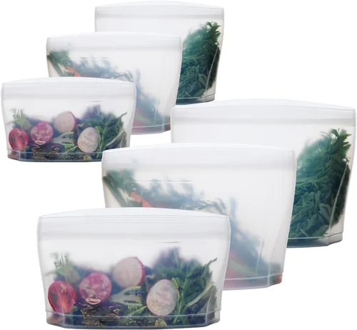 Vista 9 de Zip Standing Bolsa de almacenamiento de alimentos de silicona reutilizable, contenedor de almacenamiento de alimentos, bolsa de sellado reutilizable