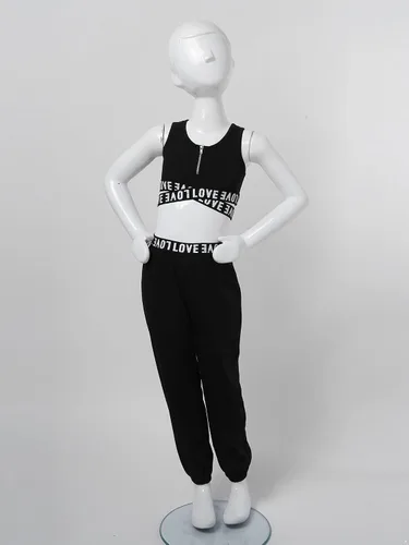 Vista 5 de dPois Girls' 2-Piece Racer Back Sports Bra Crop Tank Tops with Athletic Leggings Sets Fitness Workout Outfit Tracksuit