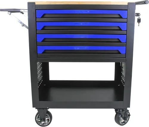 Vista 8 de Carro de herramientas de 4 cajones con ruedas, carrito de herramientas rodante, carrito de servicio industrial de servicio pesado con sistema