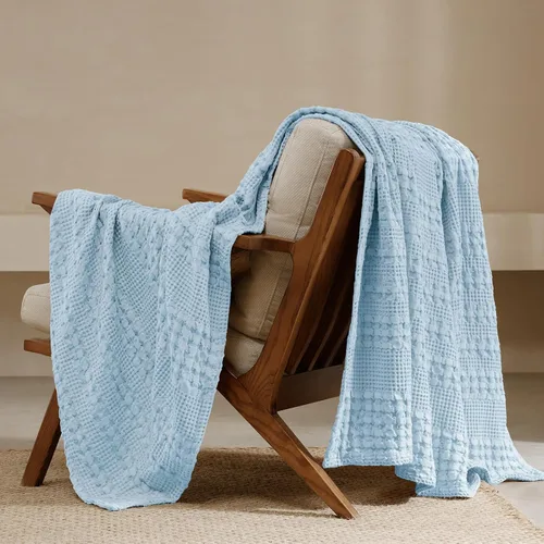 Vista 36 de PHF Manta ligera de punto gofre 100% algodón para cama, King, color blanco 02 Blanco