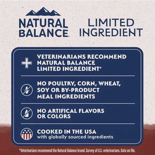 Vista 5 de Natural Balance Alimento seco para perros adultos de ingredientes limitados con granos saludables, receta de carne de res y arroz integral, 24