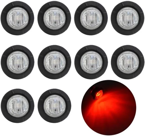 Vista 15 de TMH 30 piezas 3/4 pulgadas 10 luces ámbar + 10 luces rojas + 10 luces blancas, 3 LED, luces indicadoras de despeje, luces marcadoras laterales, mini