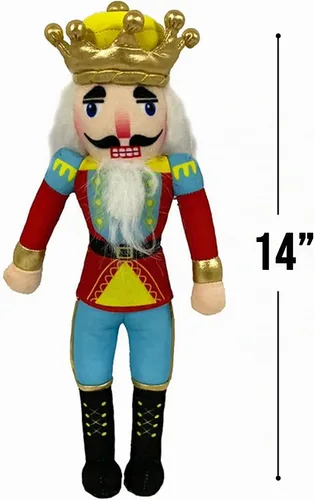 Vista 2 de Nutcracker Ballet Gifts Muñeco de felpa del rey del cascanueces - Muñeca de ballet de cascanueces de Navidad con chaqueta uniforme roja y azul