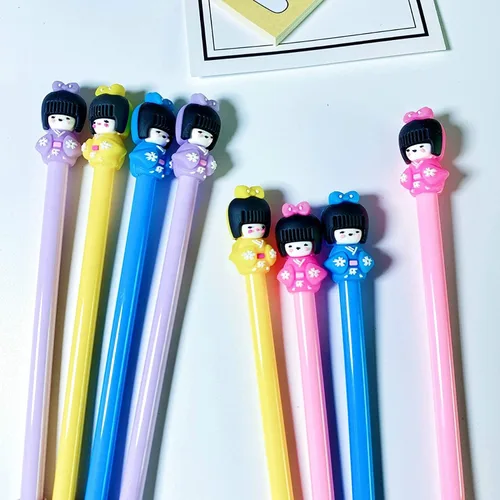 Vista 8 de Juego de bolígrafos de gel a la moda, lindo color caramelo, colorido, tinta de gel, bolígrafos kawaii encantadores dibujos animados japonesas