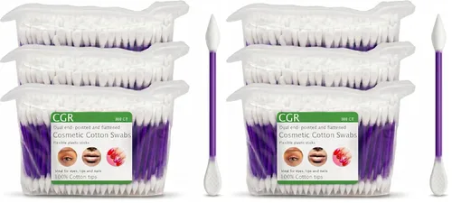 Vista 9 de 760 hisopos de algodón CGR Precision empacados en recipiente acrílico para hisopos con punta puntiaguda y aplanada, aplicador de maquillaje