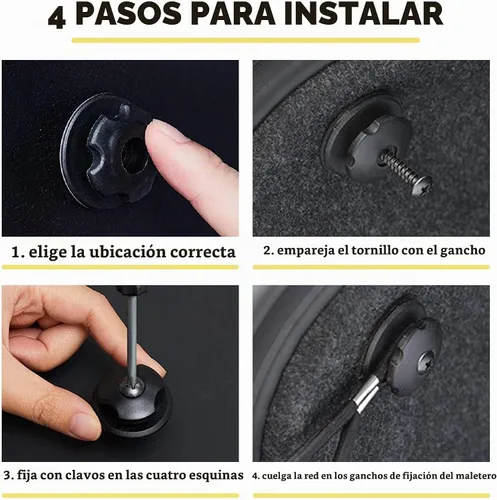 Vista 5 de Paquete de 4 redes de carga pequeñas, redes de almacenamiento grandes DEDC de 17.7 x 9.8 pulgadas para autocaravanas, redes de carga elásticas