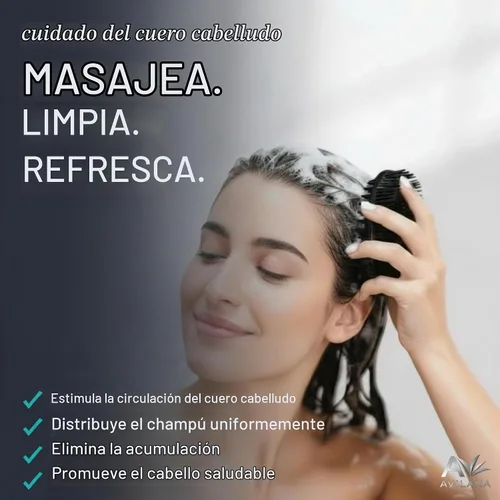 Vista 6 de Avilana Cepillo de champú masajeador de cuero cabelludo premium, 8 años de confianza desde 2017, limpiador de silicona certificado SGS, cerdas Negro