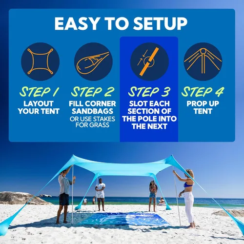 Vista 5 de SUN NINJA Postes de repuesto para tienda de playa, 2 postes incluidos