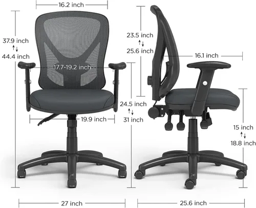 Vista 3 de Staples Carder - Silla ergonómica de malla, soporte lumbar, ajustable Diseñado para el trabajo diario de escritorio en el hogar o en entornos