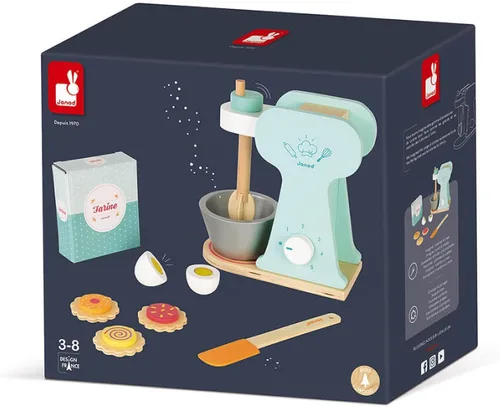 Vista 4 de Janod - Juego de mezclador pequeño de madera - Juguete de cocina Make-Believe - 6 accesorios incluidos - Adecuado para edades de 8 años en adelante