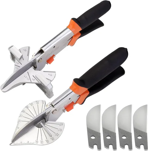Vista 7 de Tijeras de inglete, 1 paquete, tijeras multifuncionales para corte angular de moldeo y recorte, herramienta de corte redondo ajustable de 45 a 135