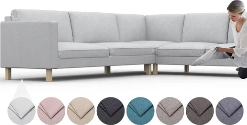Vista 10 de comfortly Funda para sofá esquinero Karlstad 3+2/2+3, funda de repuesto, funda resistente de 16 piezas, a prueba de mascotas y manchas, tela