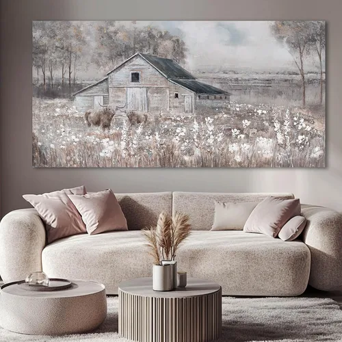 Vista 2 de SDYA Lienzo decorativo de paisaje para pared, impresiones fotográficas de animales, blanco y marrón, decoración para colgar en la pared, 24 x 48