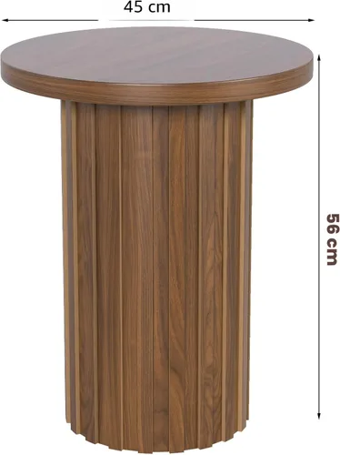 Vista 2 de Fsbecl Mesa auxiliar de pedestal de granja, mesa auxiliar redonda con panel estriado, mesa rústica para bebidas para sala de estar de espacio