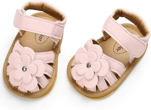 Vista 3 de Zoolar Sandalias transpirables de primera calidad para bebés y niñas, zapatos de playa casuales para el verano, ligeros, con lazo de flor, suela