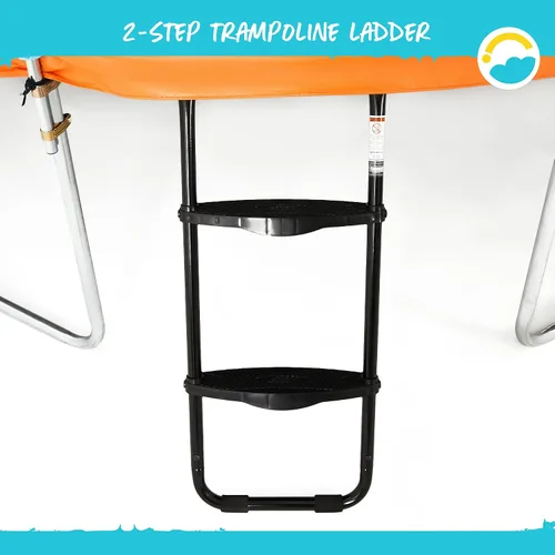 Vista 6 de SkyBound Escalera universal para cama elástica de 2 escalones, fácil de instalar, escalera de acero ultraduradera para marcos de trampolín de 32 a