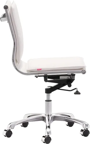 Vista 3 de Zuo Lider Plus Silla de oficina sin brazos, color blanco, silla de oficina blanca, estilo moderno, piel sintética, felpa y tela de piel sintética