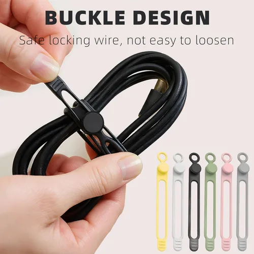 Vista 3 de Organizador de cables - Nueva brida elástica de silicona 2026: un sujetador de cable reutilizable diseñado específicamente para agrupar y asegurar