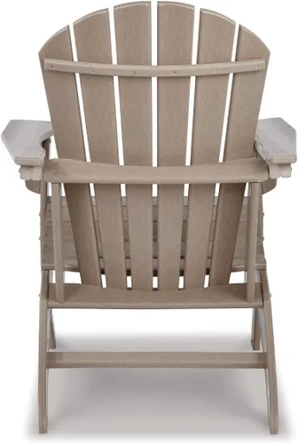Vista 6 de Diseño de autor por Ashley - Silla para patio exterior Sundown Treasure Adirondack de HDPE, color marrón claro