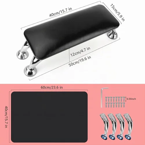 Vista 7 de Reposabrazos para uñas acrílicas con tapete de mesa para uñas, cojín de descanso para manos de cuero de microfibra para uñas, almohada suave