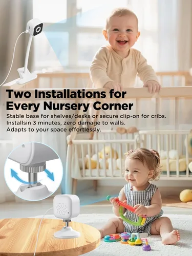 Vista 3 de NUOTUN Monitor de bebé con cámara y audio, monitor de bebé sin wifi con clip para cuna y soporte, monitor inalámbrico HD portátil de 2.8 pulgadas
