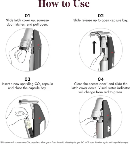 Vista 6 de Coravin Cápsulas de CO2 para vinos espumosos para uso con sistema de conservación espumosa Cada cápsula tiene capacidad para hasta 7 botellas