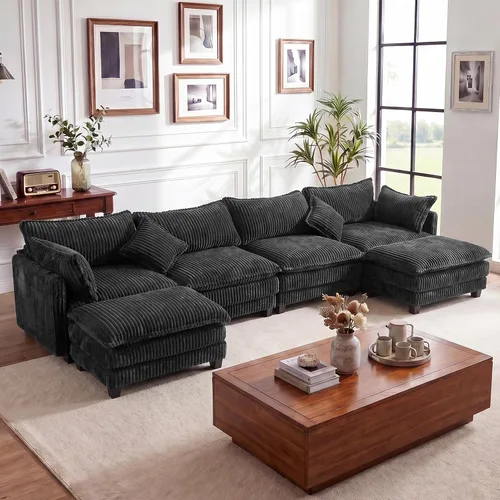 Vista 10 de Vesgantti Sofá de nube de 74 pulgadas para sala de estar, sofá modular de 2 plazas, sofá modular de pana de doble cojín, sofás pequeños de pana