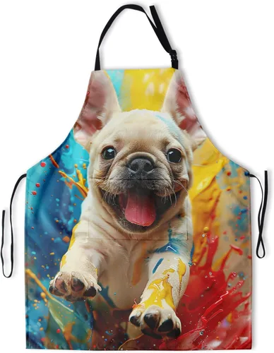 Vista 20 de Delantal impreso delantales de pintura de poliéster con bolsillo para cocinar cocina a la parrilla adultos